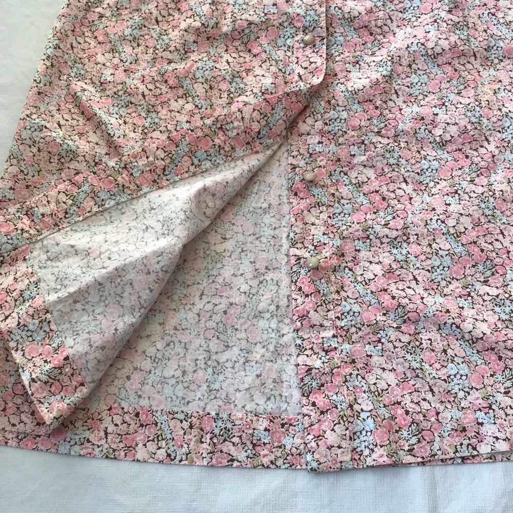Vintage Floral Pink Belted Button Down Cotton Dress - Picture 14 of 14